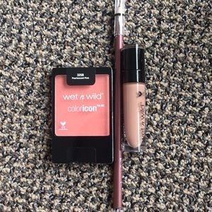 Set of 3 Wet n Wild Blush Lipstick Lip liner NEW
